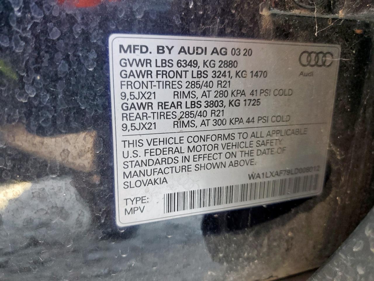 2020 Audi Q7 Premium Plus VIN: WA1LXAF79LD008012 Lot: 80180125