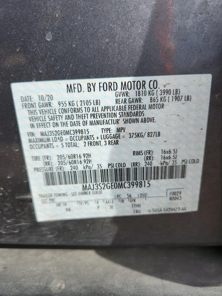 2021 Ford Ecosport Se VIN: MAJ3S2GE0MC399815 Lot: 80463775
