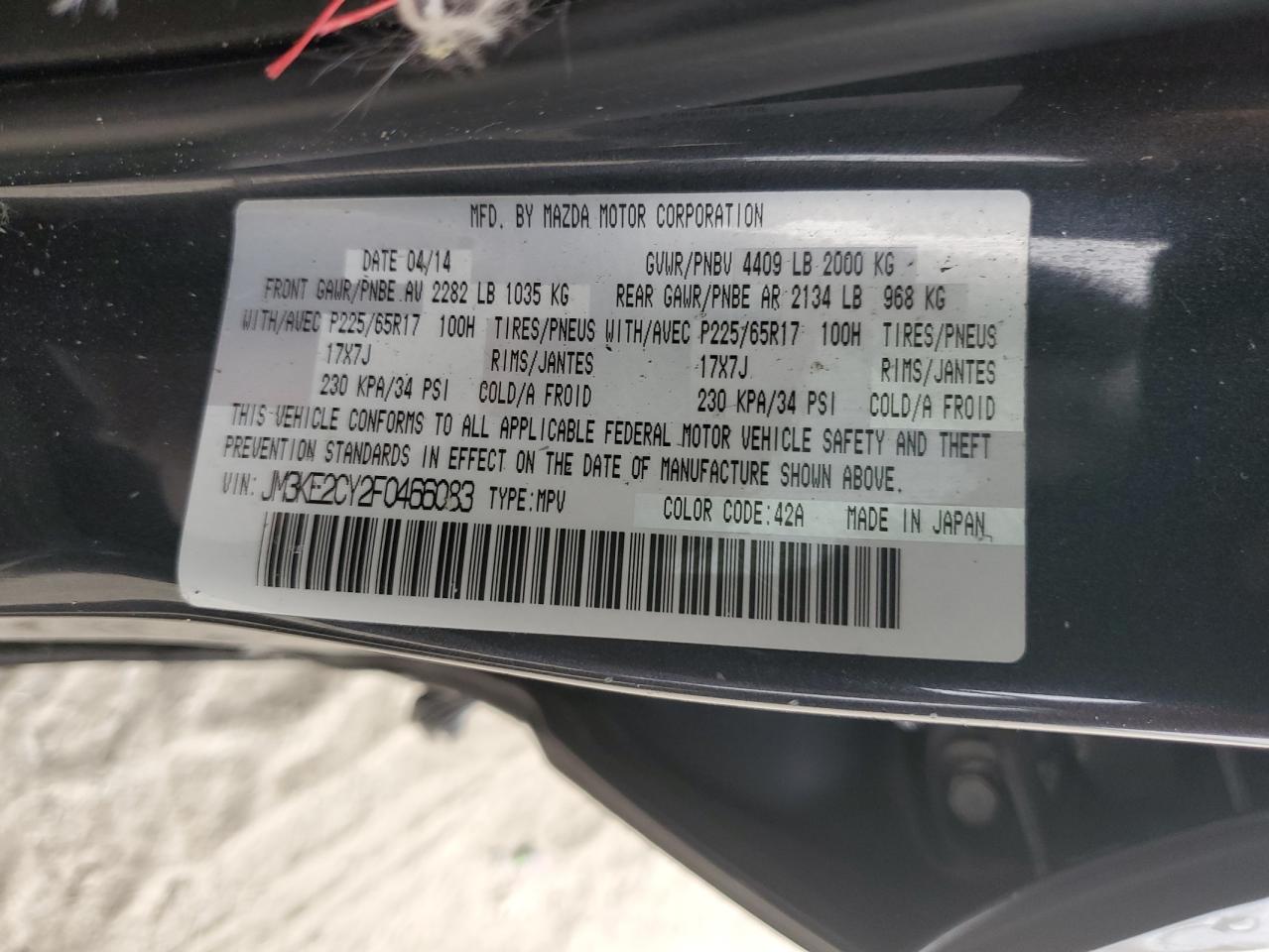 2015 Mazda Cx-5 Touring VIN: JM3KE2CY2F0466083 Lot: 84253775