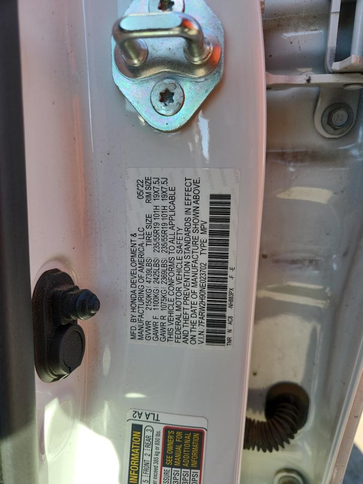 2022 Honda Cr-V Touring VIN: 7FARW2H90NE023702 Lot: 81407395