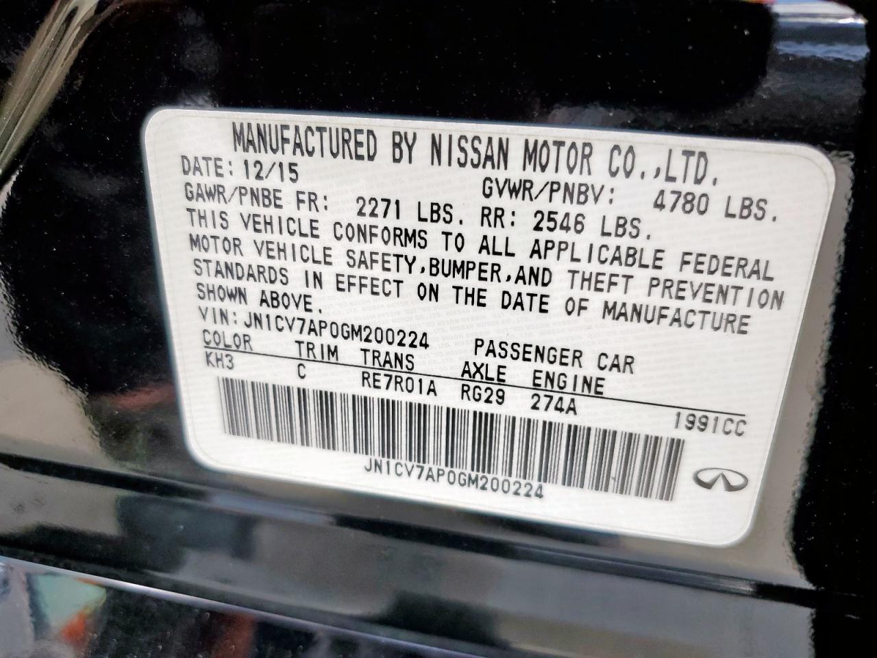 2016 Infiniti Q50 Base VIN: JN1CV7AP0GM200224 Lot: 80850505