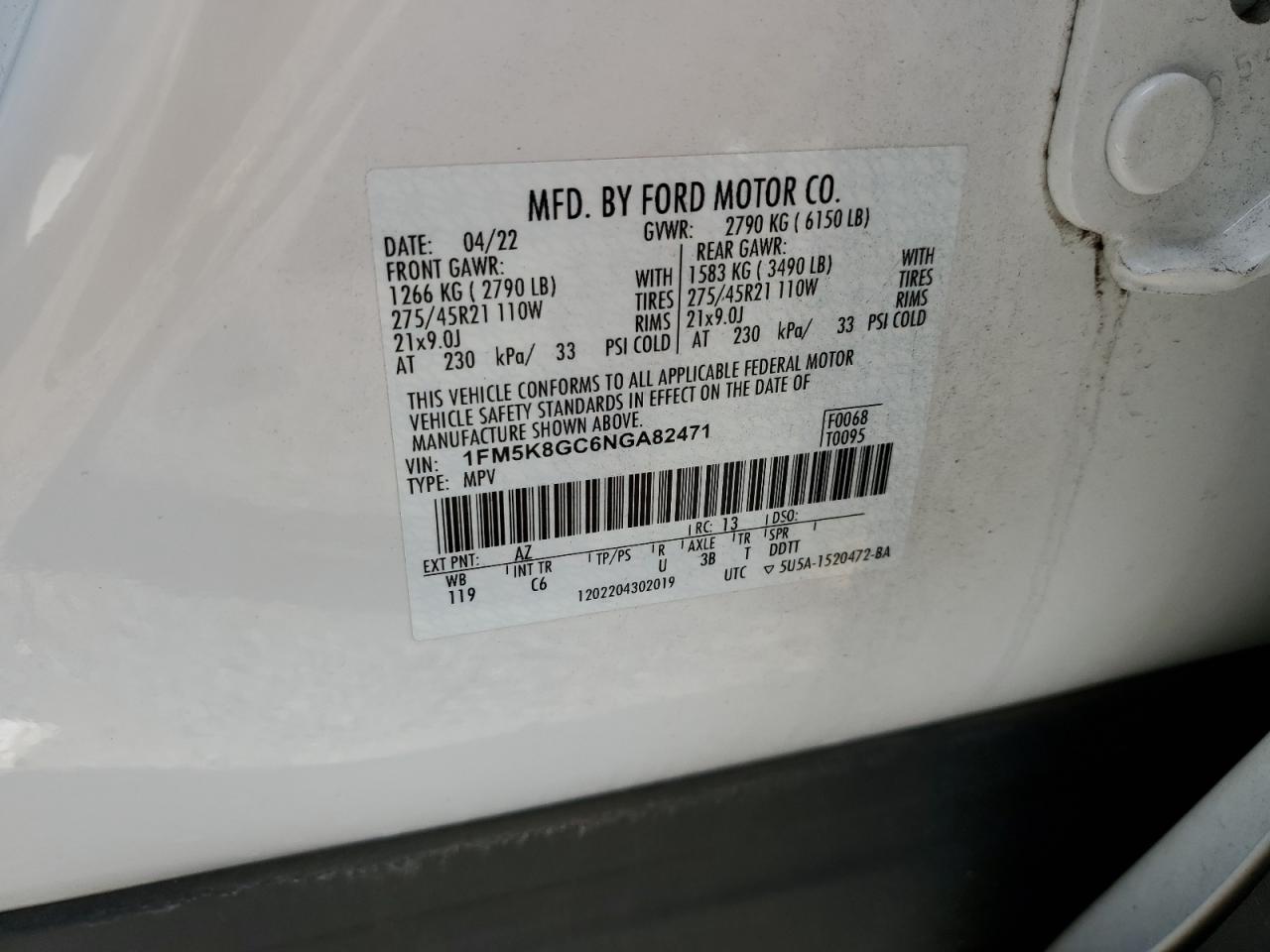 2022 Ford Explorer St VIN: 1FM5K8GC6NGA82471 Lot: 83939845