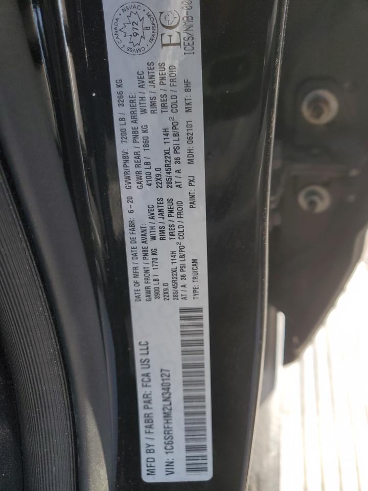 2020 Ram 1500 Limited VIN: 1C6SRFHM2LN340127 Lot: 83921235