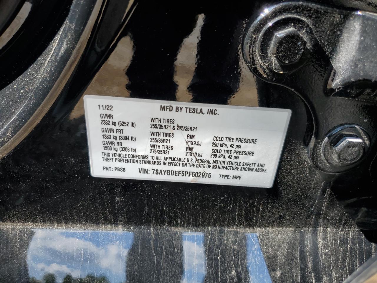 2023 Tesla Model Y VIN: 7SAYGDEF5PF602975 Lot: 80160005