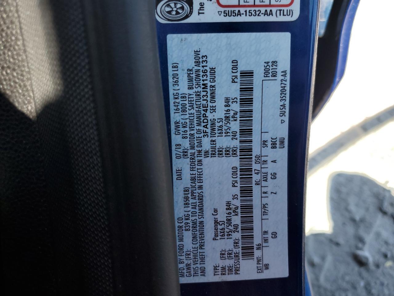 2018 Ford Fiesta Se VIN: 3FADP4EJ3JM136133 Lot: 80169015