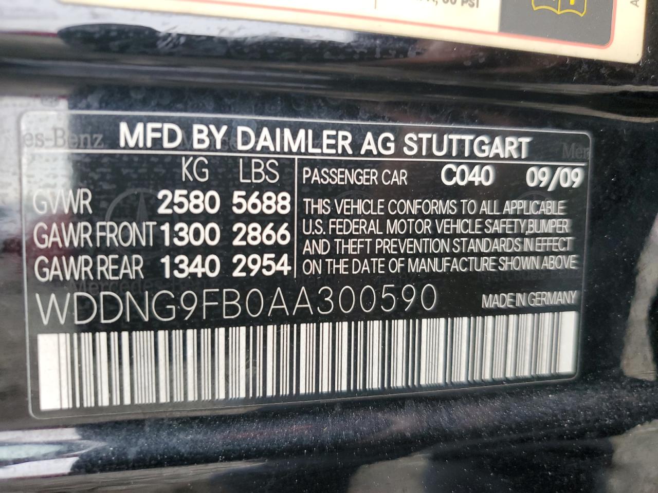 2010 Mercedes-Benz S 400 VIN: WDDNG9FB0AA300590 Lot: 82142385