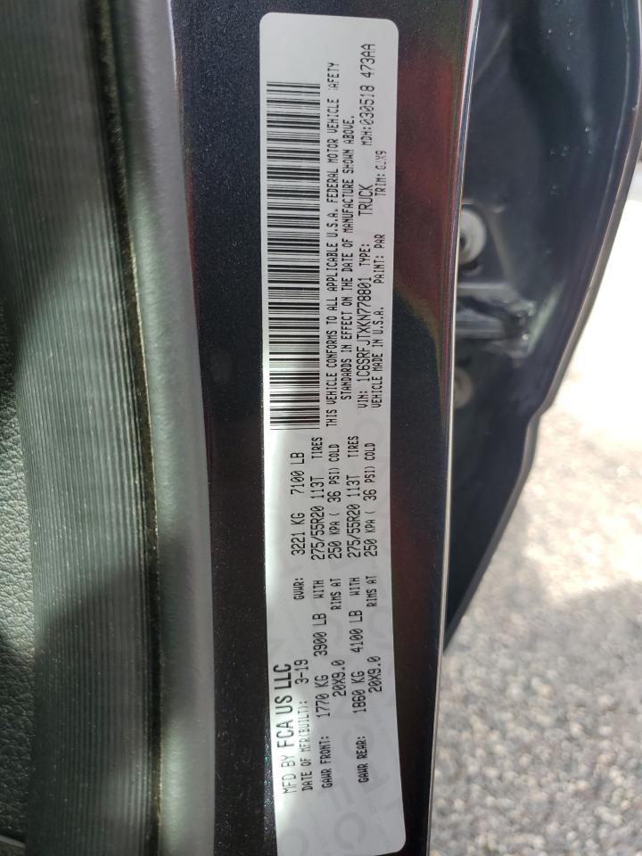 2019 Ram 1500 Laramie VIN: 1C6SRFJTXKN778801 Lot: 71304445