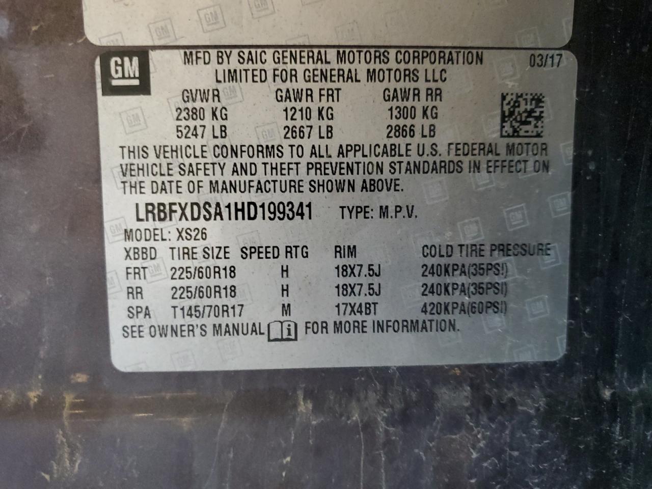 2017 Buick Envision Essence VIN: LRBFXDSA1HD199341 Lot: 83950425