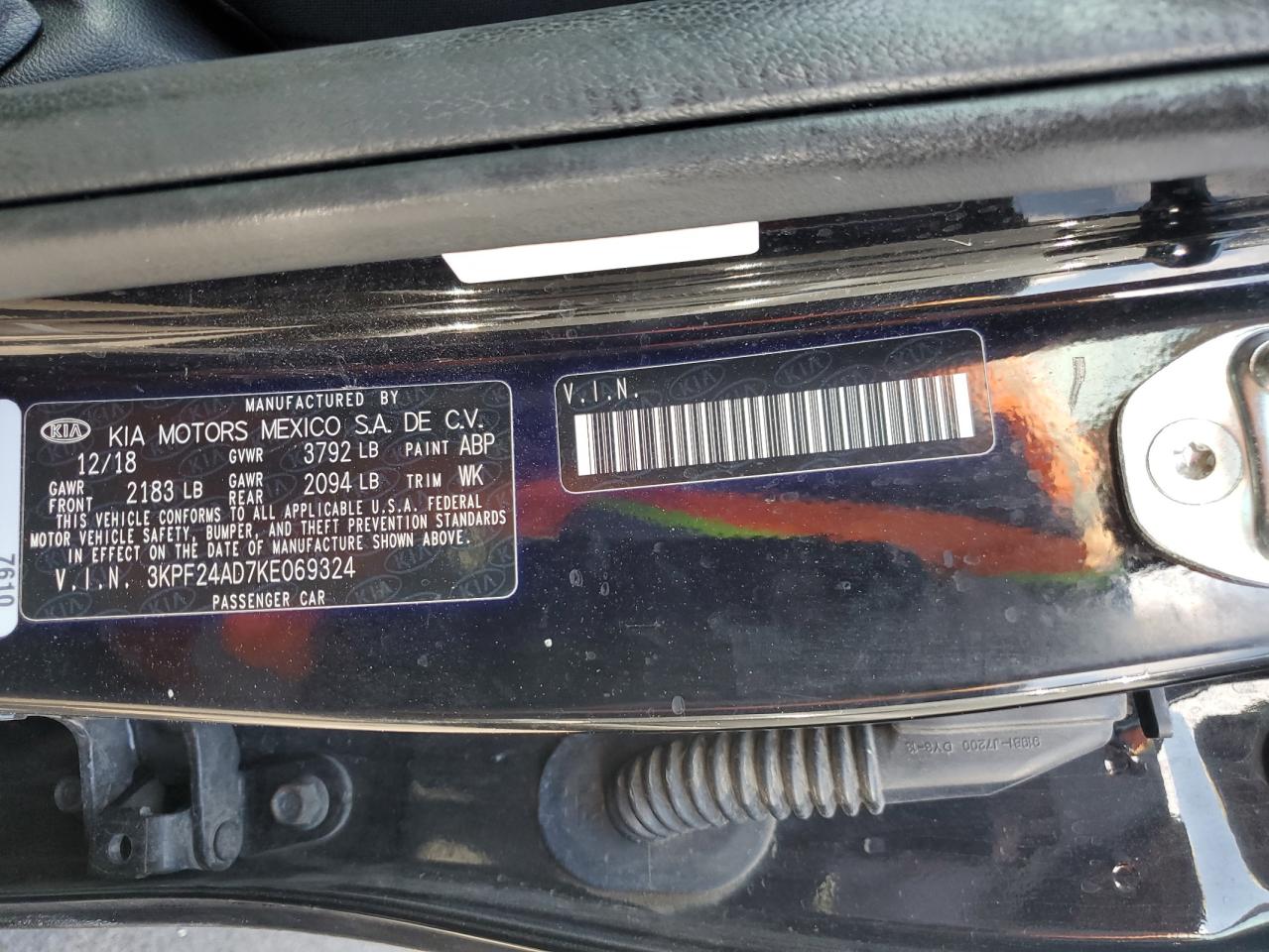 2019 Kia Forte Fe VIN: 3KPF24AD7KE069324 Lot: 71663995