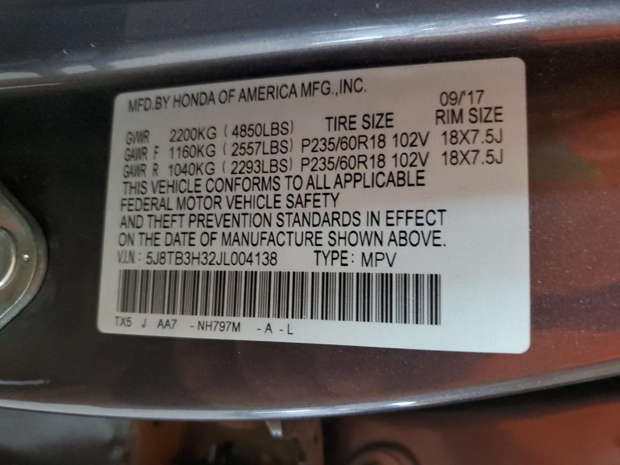 2018 Acura Rdx VIN: 5J8TB3H32JL004138 Lot: 80116295