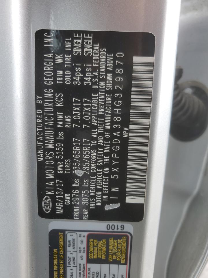 2017 Kia Sorento Lx VIN: 5XYPGDA38HG329870 Lot: 71404305