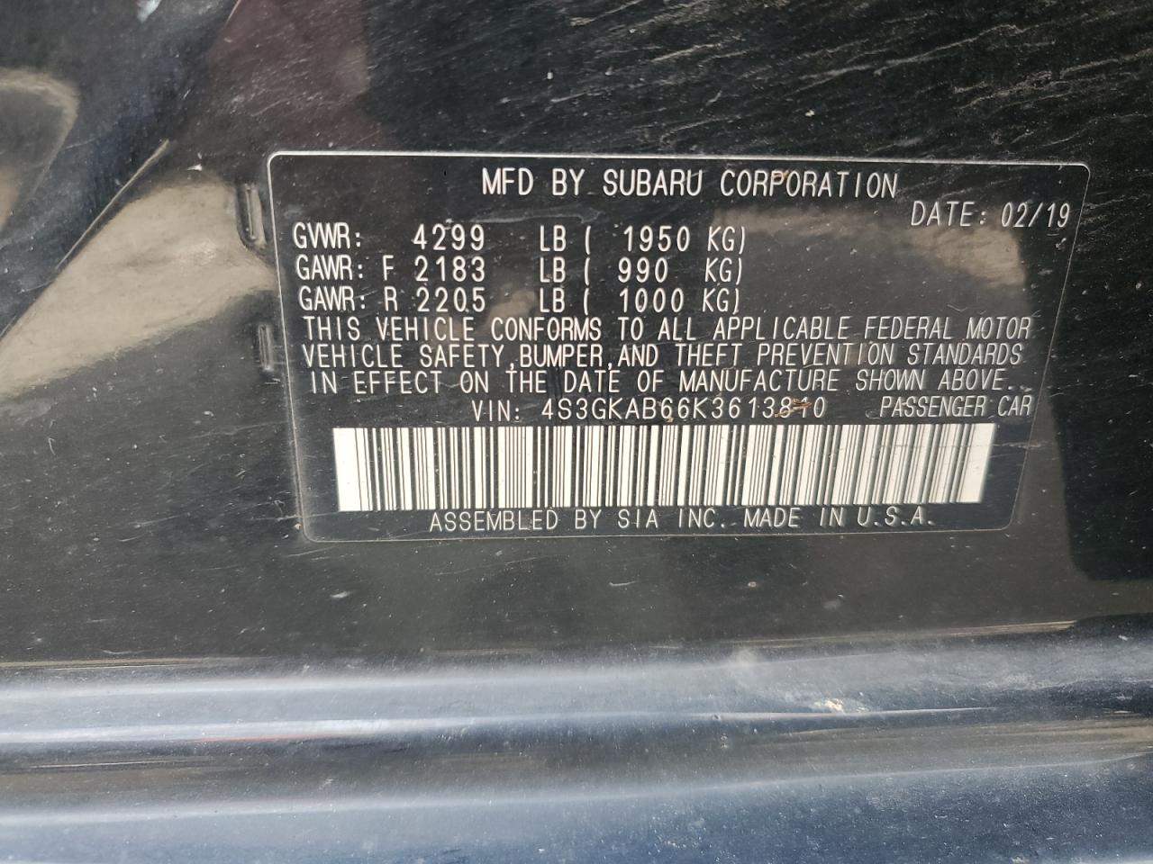 2019 Subaru Impreza VIN: 4S3GKAB66K3613810 Lot: 80077595