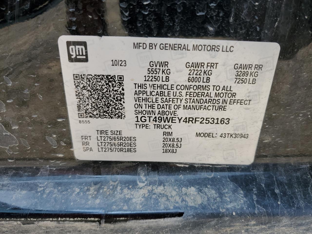 2024 GMC Sierra K3500 Denali VIN: 1GT49WEY4RF253163 Lot: 69864265