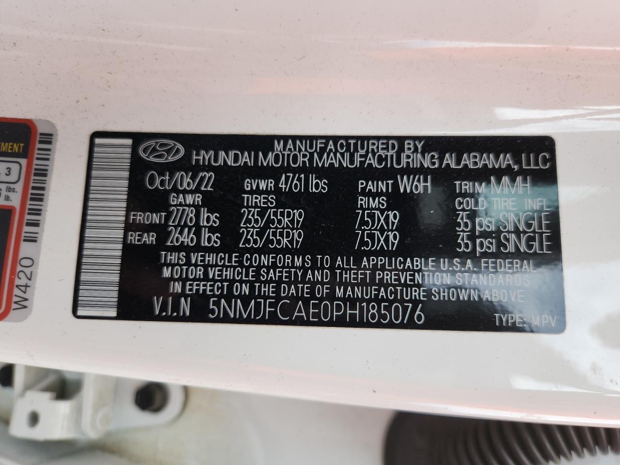 2023 Hyundai Tucson Sel VIN: 5NMJFCAE0PH185076 Lot: 81074145