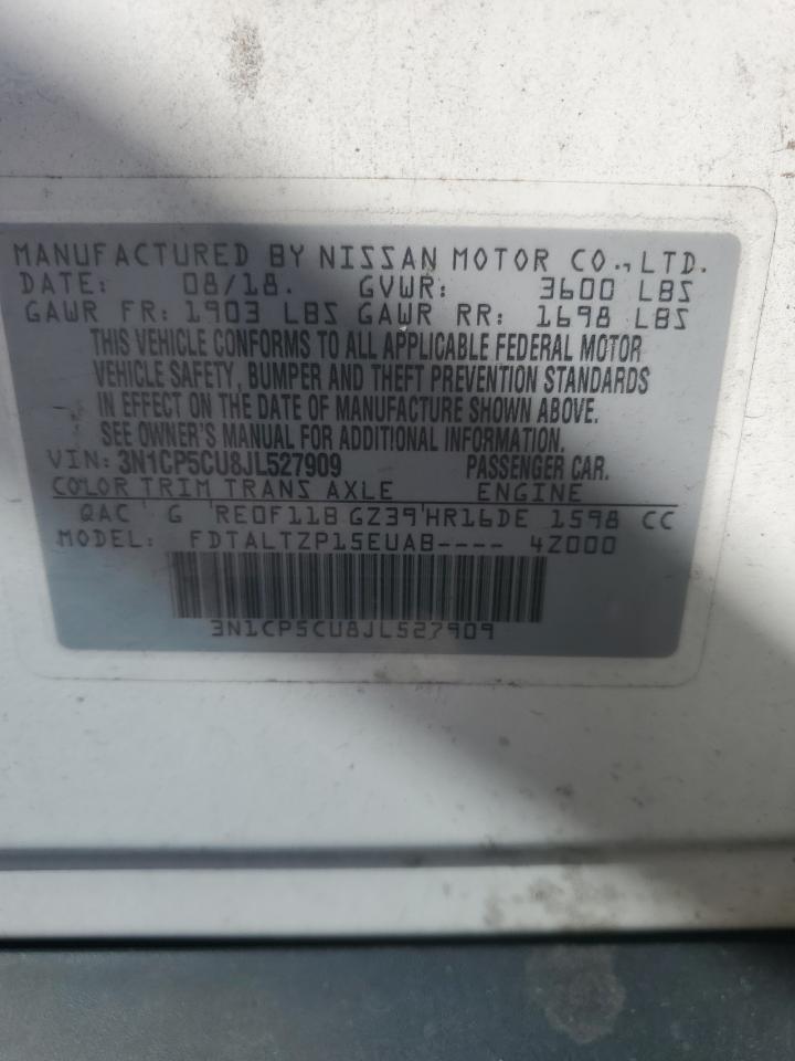 2018 Nissan Kicks S VIN: 3N1CP5CU8JL527909 Lot: 84377155