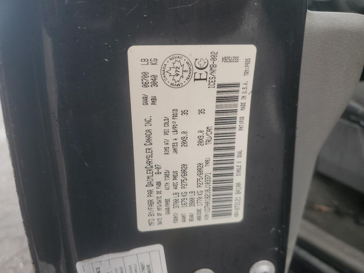 2008 Dodge Ram 1500 St VIN: 1D7HA18218J103371 Lot: 83945985