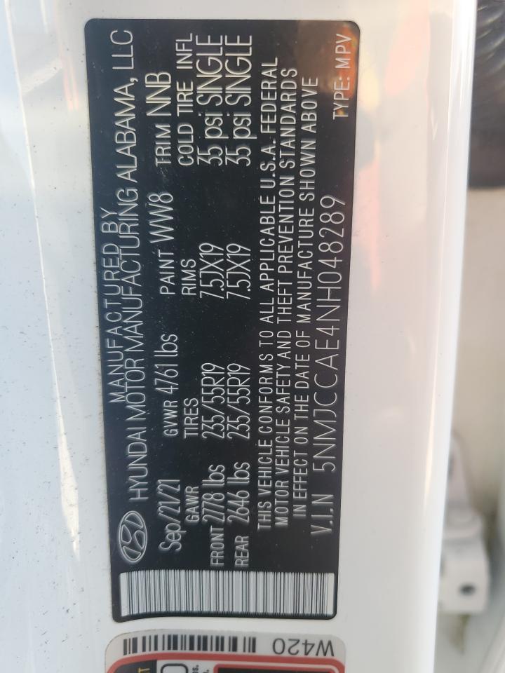 2022 Hyundai Tucson Sel VIN: 5NMJCCAE4NH048289 Lot: 81895565