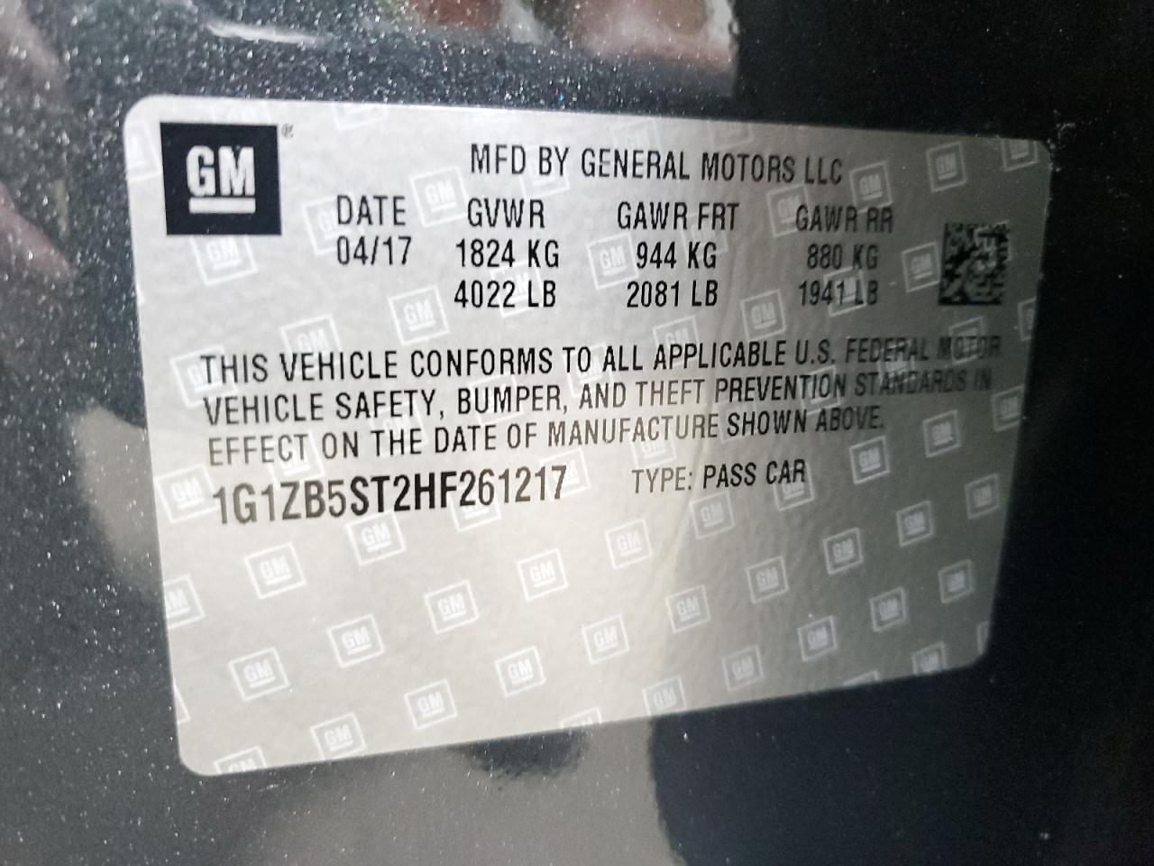 2017 Chevrolet Malibu Ls VIN: 1G1ZB5ST2HF261217 Lot: 84001445