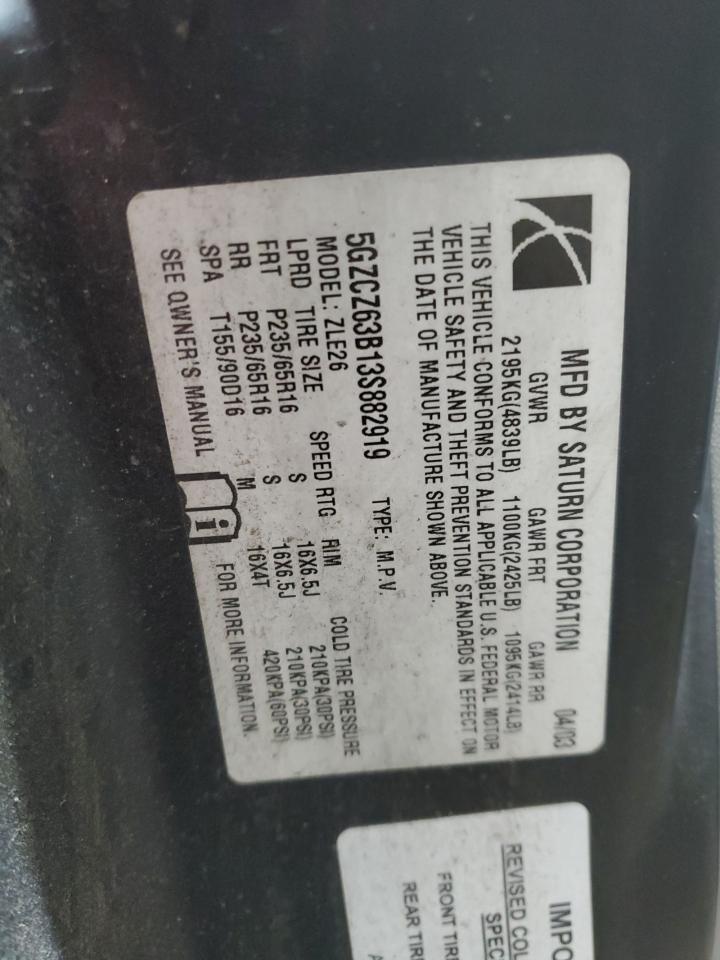 2003 Saturn Vue VIN: 5GZCZ63B13S882919 Lot: 83771705