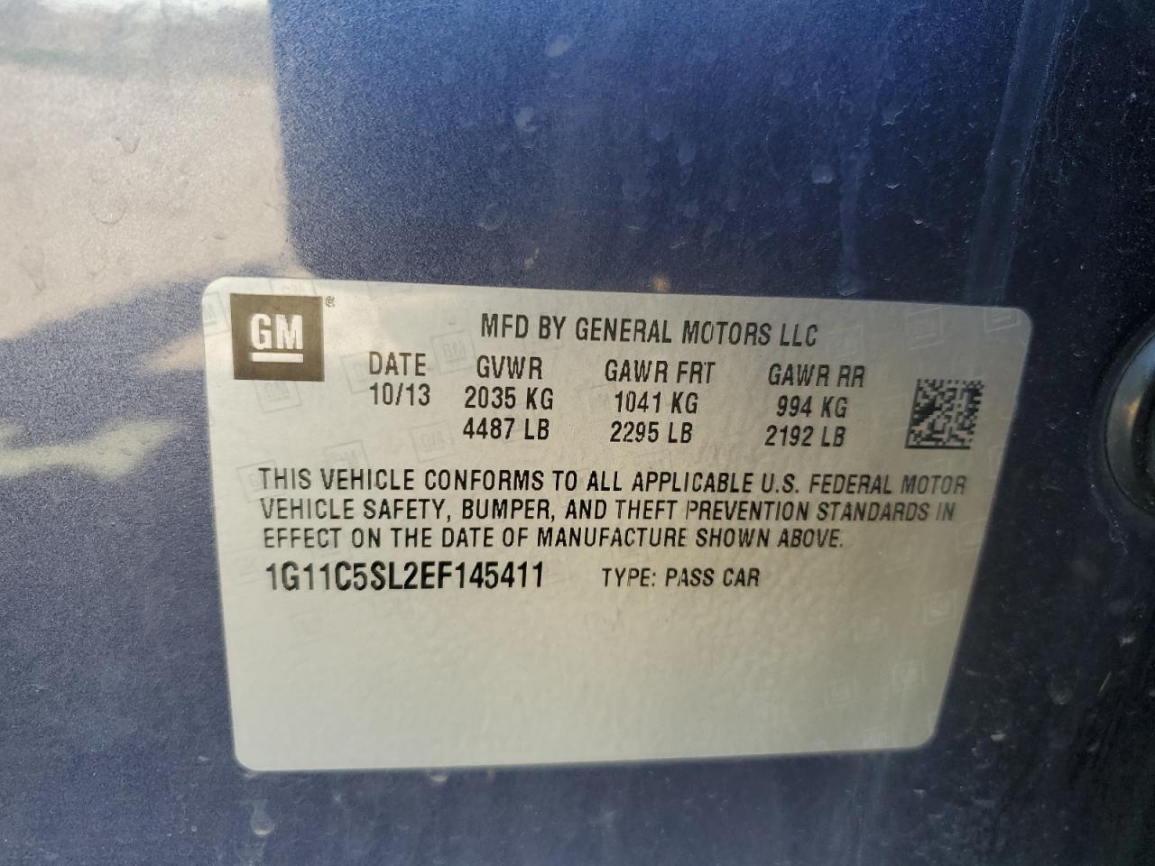 2014 Chevrolet Malibu 1Lt VIN: 1G11C5SL2EF145411 Lot: 84413115