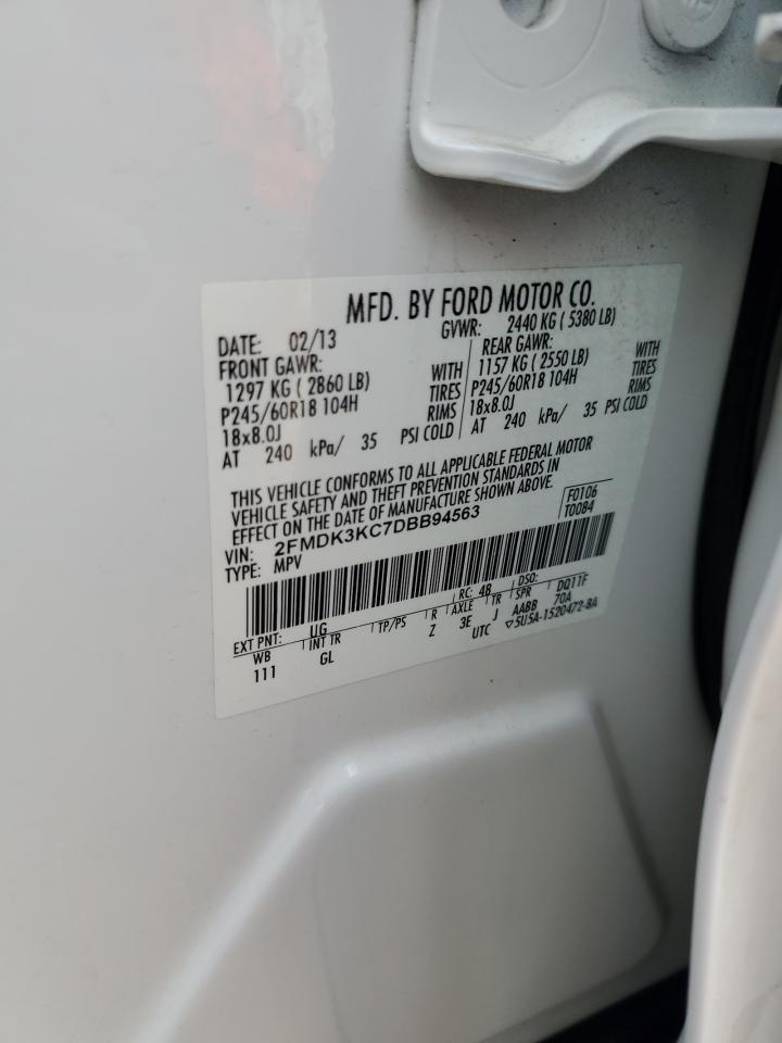 2013 Ford Edge Limited VIN: 2FMDK3KC7DBB94563 Lot: 82078415