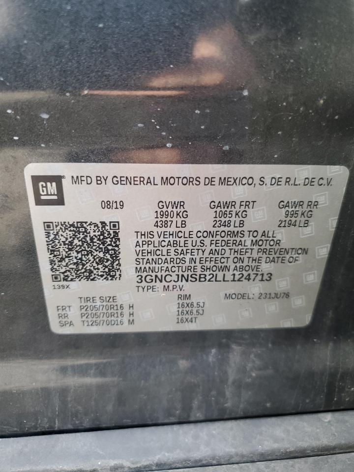 2020 Chevrolet Trax Ls VIN: 3GNCJNSB2LL124713 Lot: 71658135