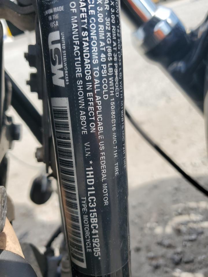 2011 Harley-Davidson Xl1200 X VIN: 1HD1LC315BC419205 Lot: 83869185