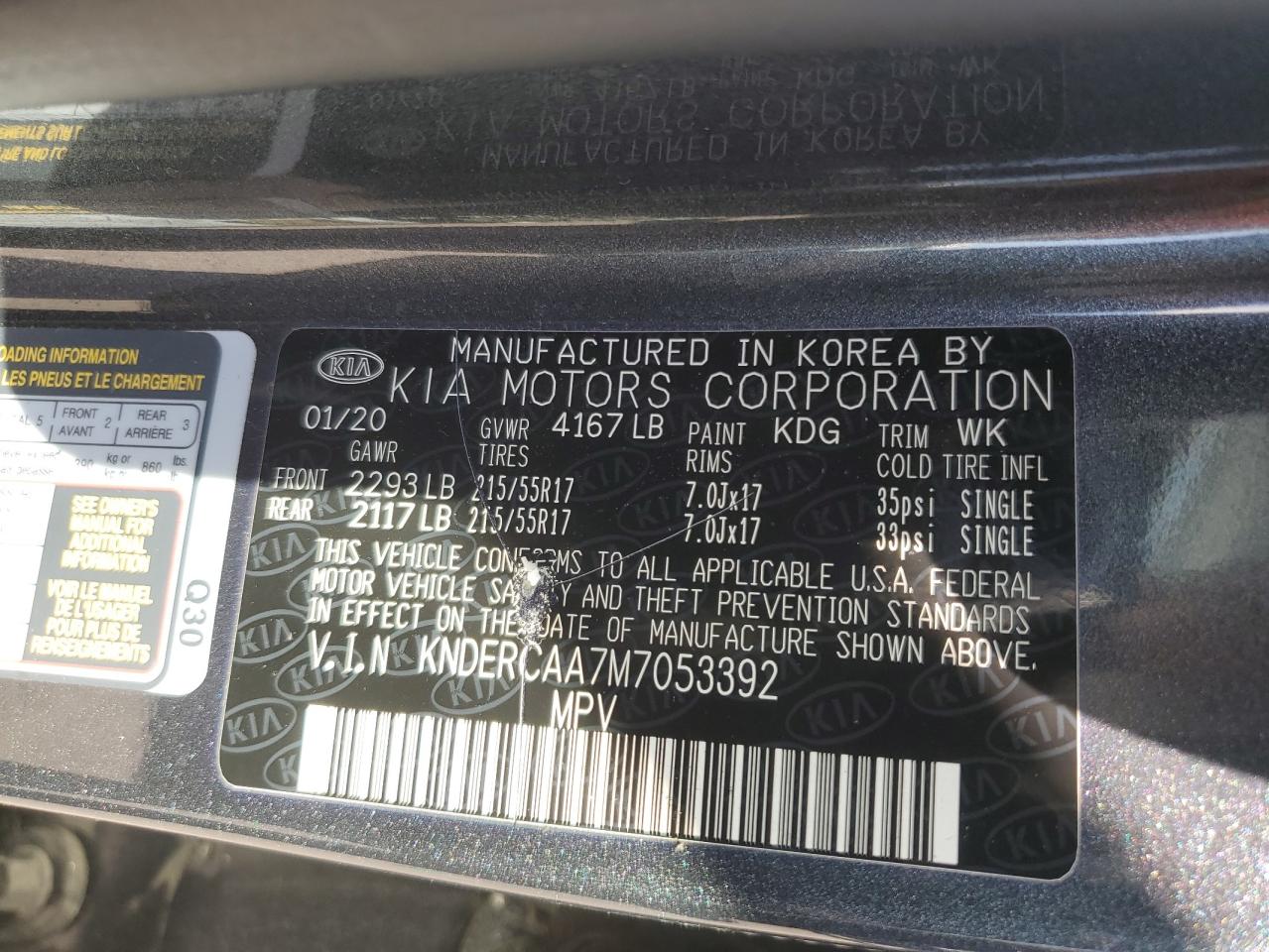 2021 Kia Seltos Ex VIN: KNDERCAA7M7053392 Lot: 80267445