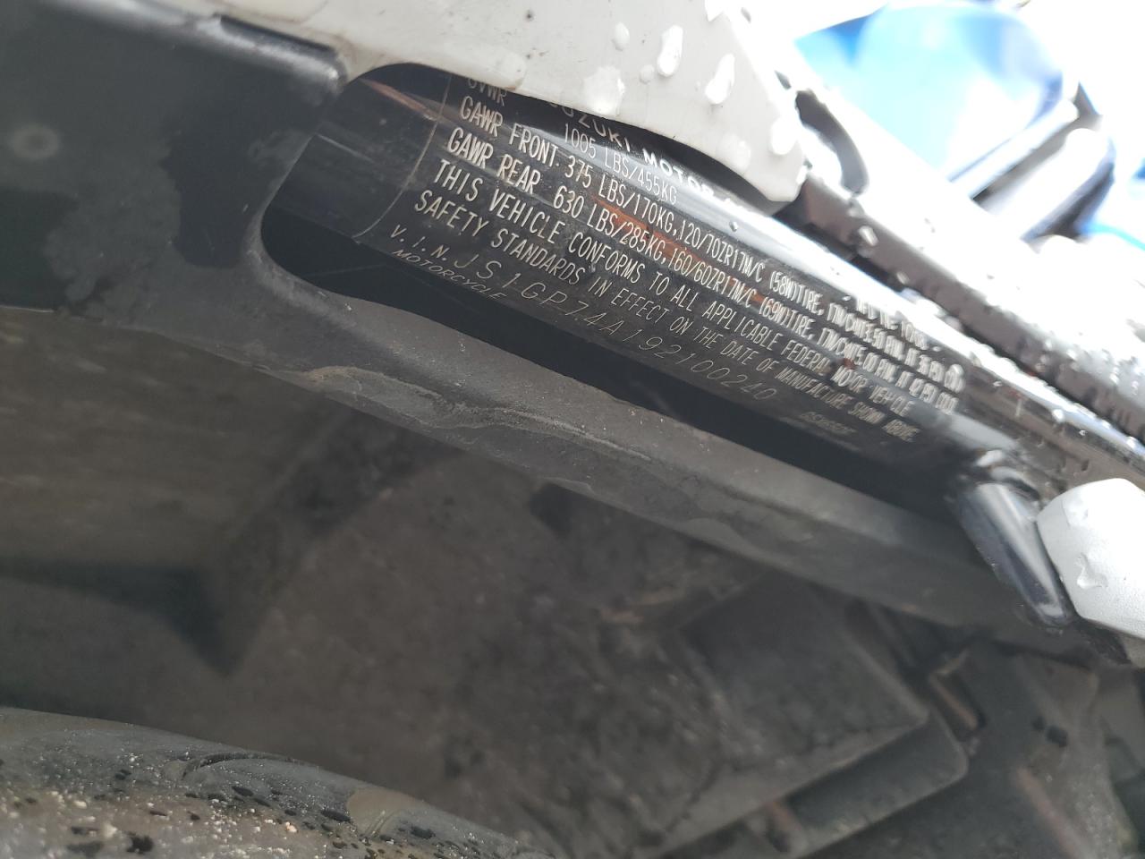 2009 Suzuki Gsx650 F VIN: JS1GP74A192100240 Lot: 80723825