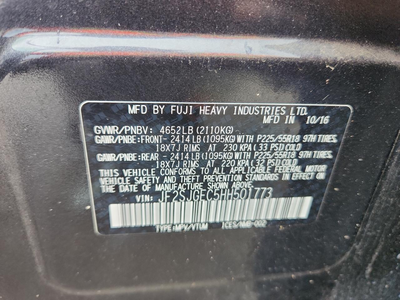 2017 Subaru Forester 2.0Xt Premium VIN: JF2SJGEC5HH501773 Lot: 81034415