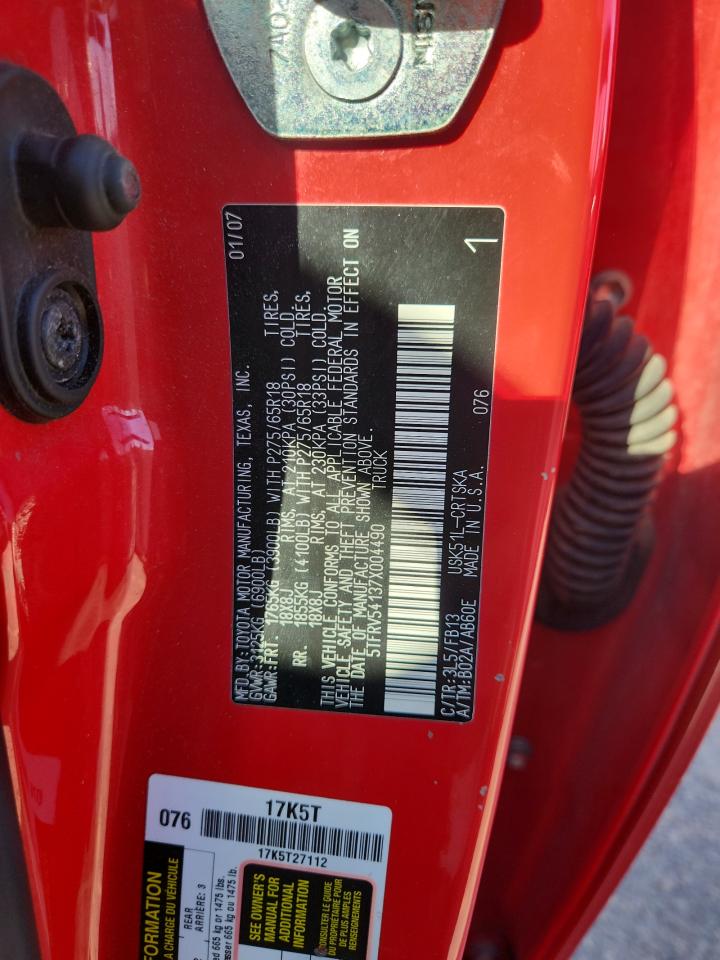 2007 Toyota Tundra Double Cab Sr5 VIN: 5TFRV54137X004490 Lot: 83973475