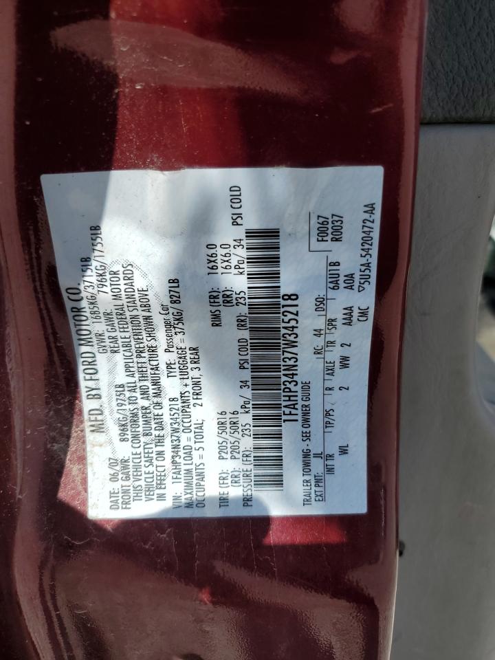 2007 Ford Focus Zx4 VIN: 1FAHP34N37W345218 Lot: 81859275