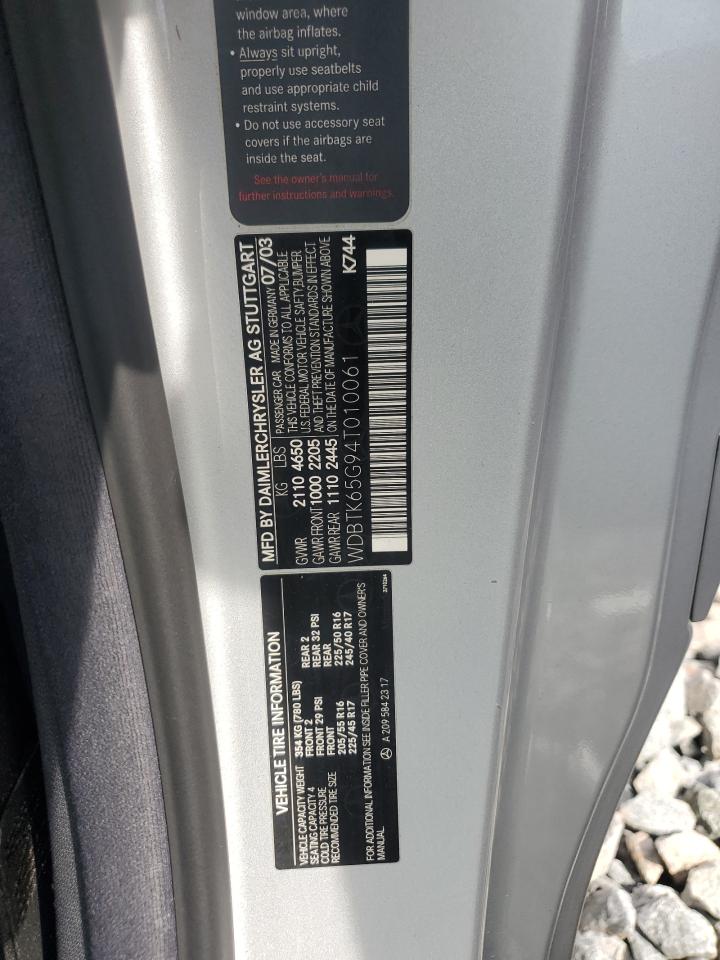 2004 Mercedes-Benz Clk 320 VIN: WDBTK65G94T010061 Lot: 81508745