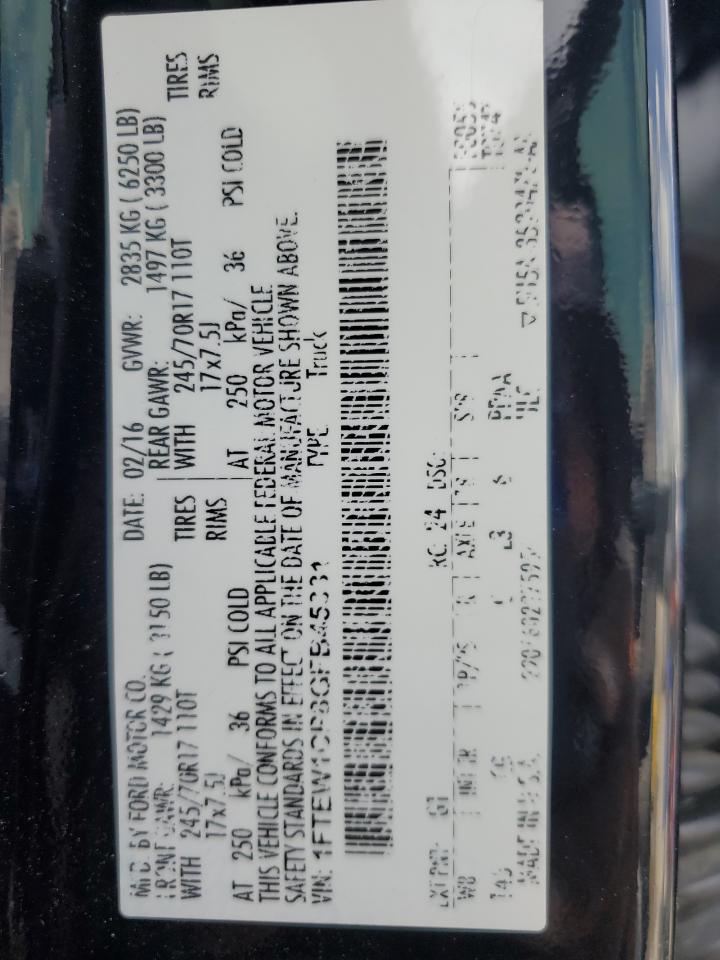 2016 Ford F150 Supercrew VIN: 1FTEW1CP8GFB453 Lot: 70519535