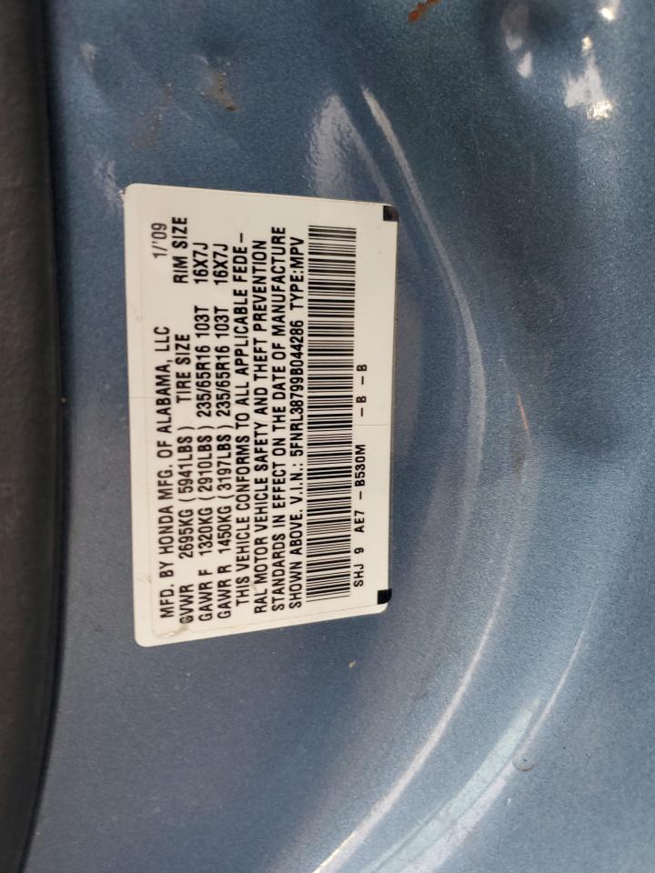 2009 Honda Odyssey Exl VIN: 5FNRL38799B044286 Lot: 80883495