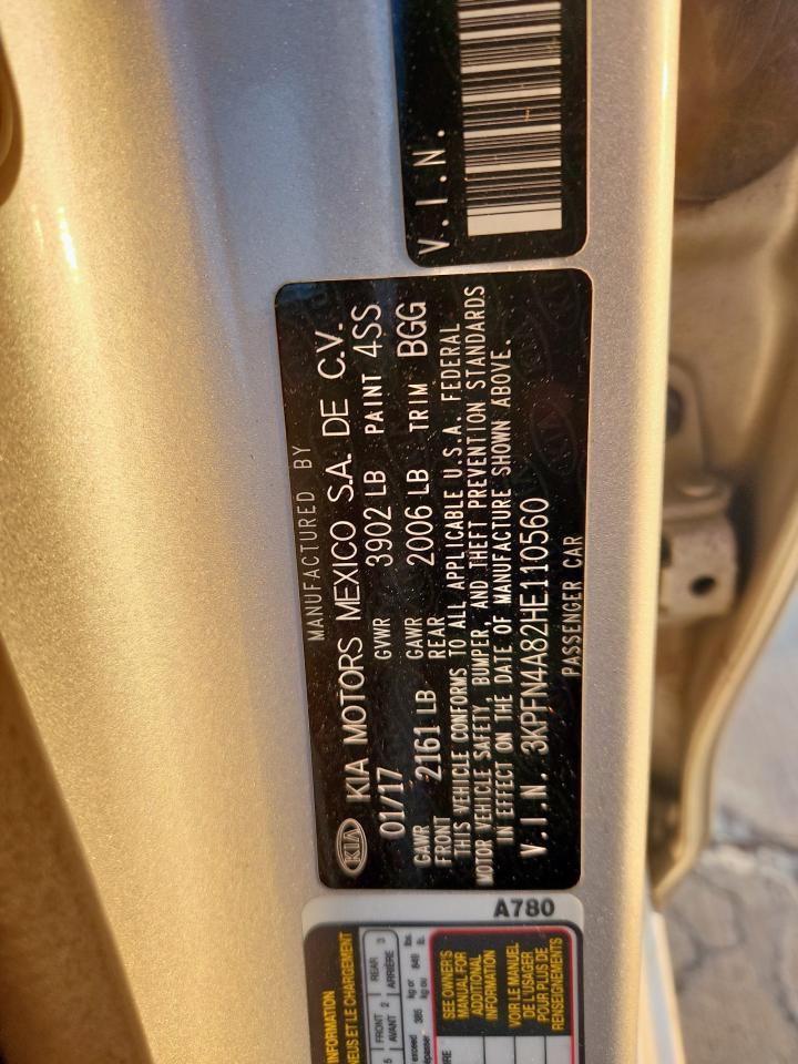 2017 Kia Forte Ex VIN: 3KPFN4A82HE110560 Lot: 80567985