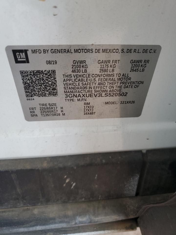2020 Chevrolet Equinox Lt VIN: 3GNAXUEV3LS520502 Lot: 81795465