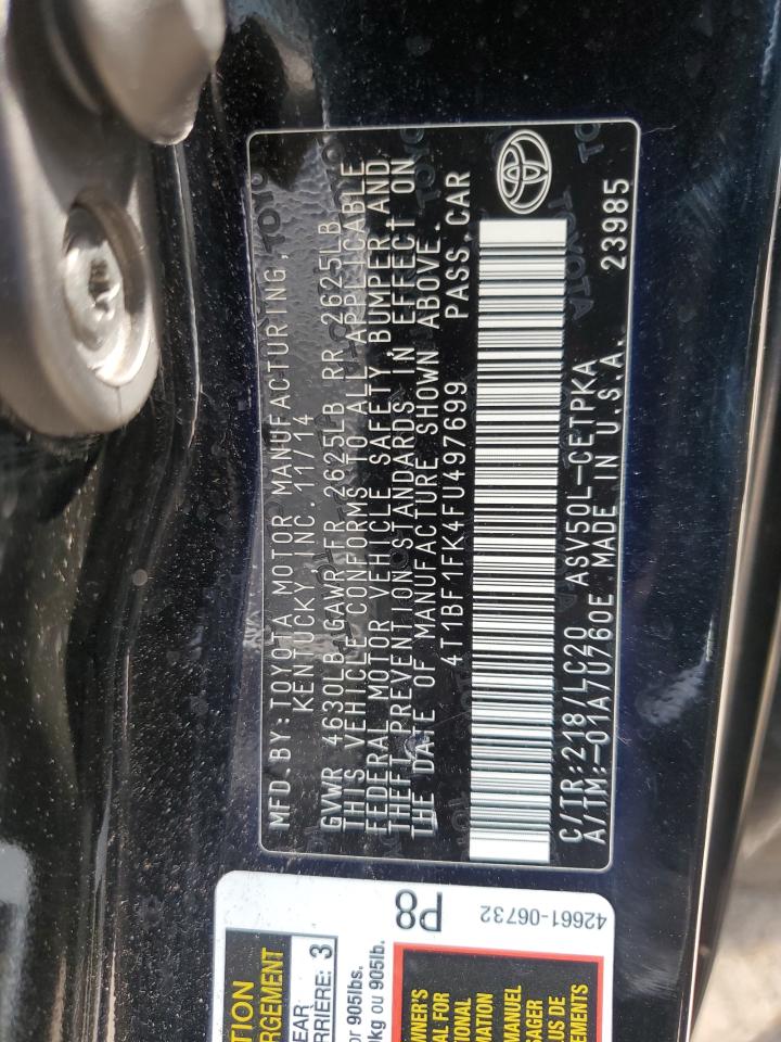 2015 Toyota Camry Le VIN: 4T1BF1FK4FU497699 Lot: 82146535