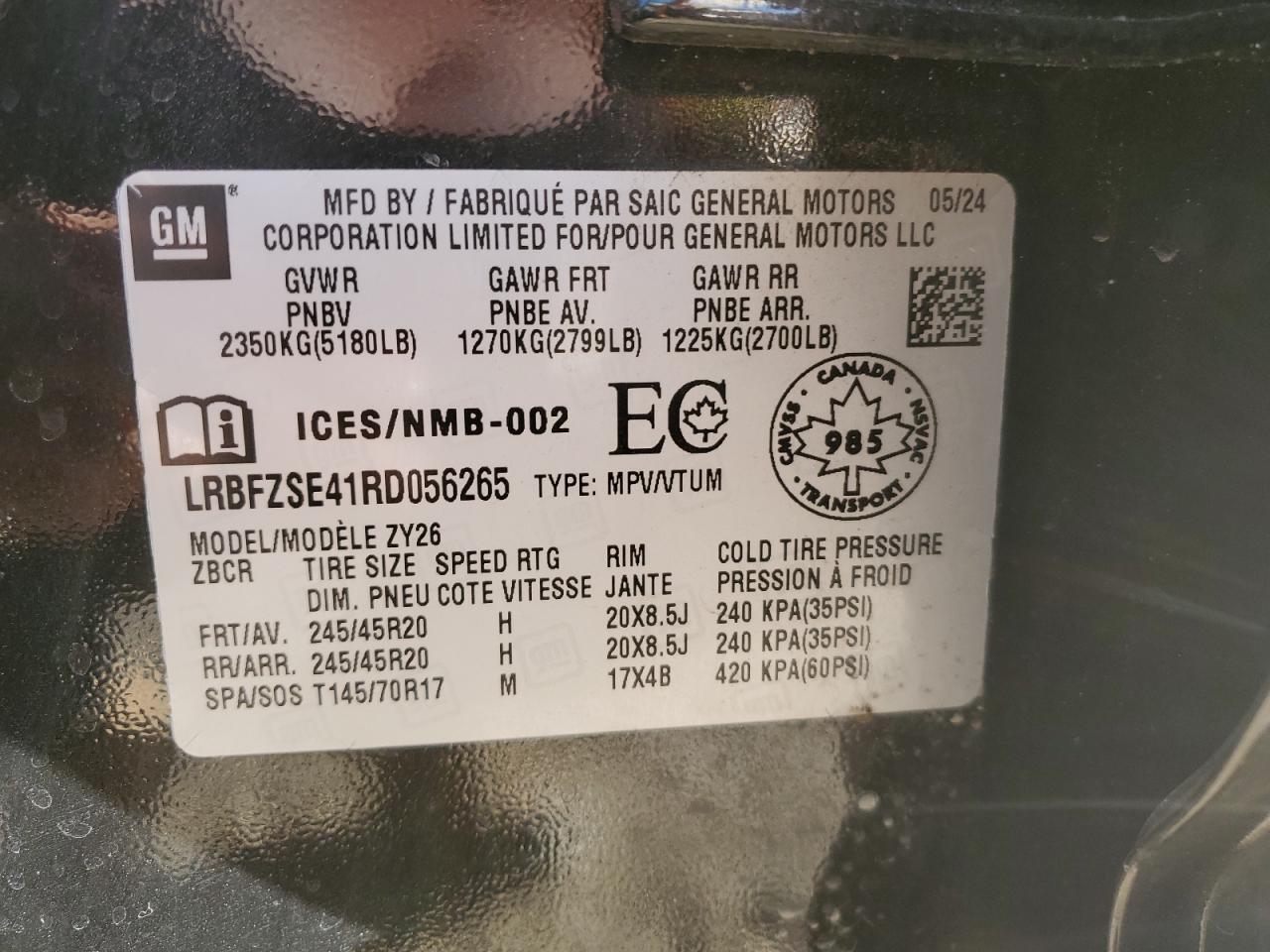 2024 Buick Envision Avenir VIN: LRBFZSE41RD056265 Lot: 82067465