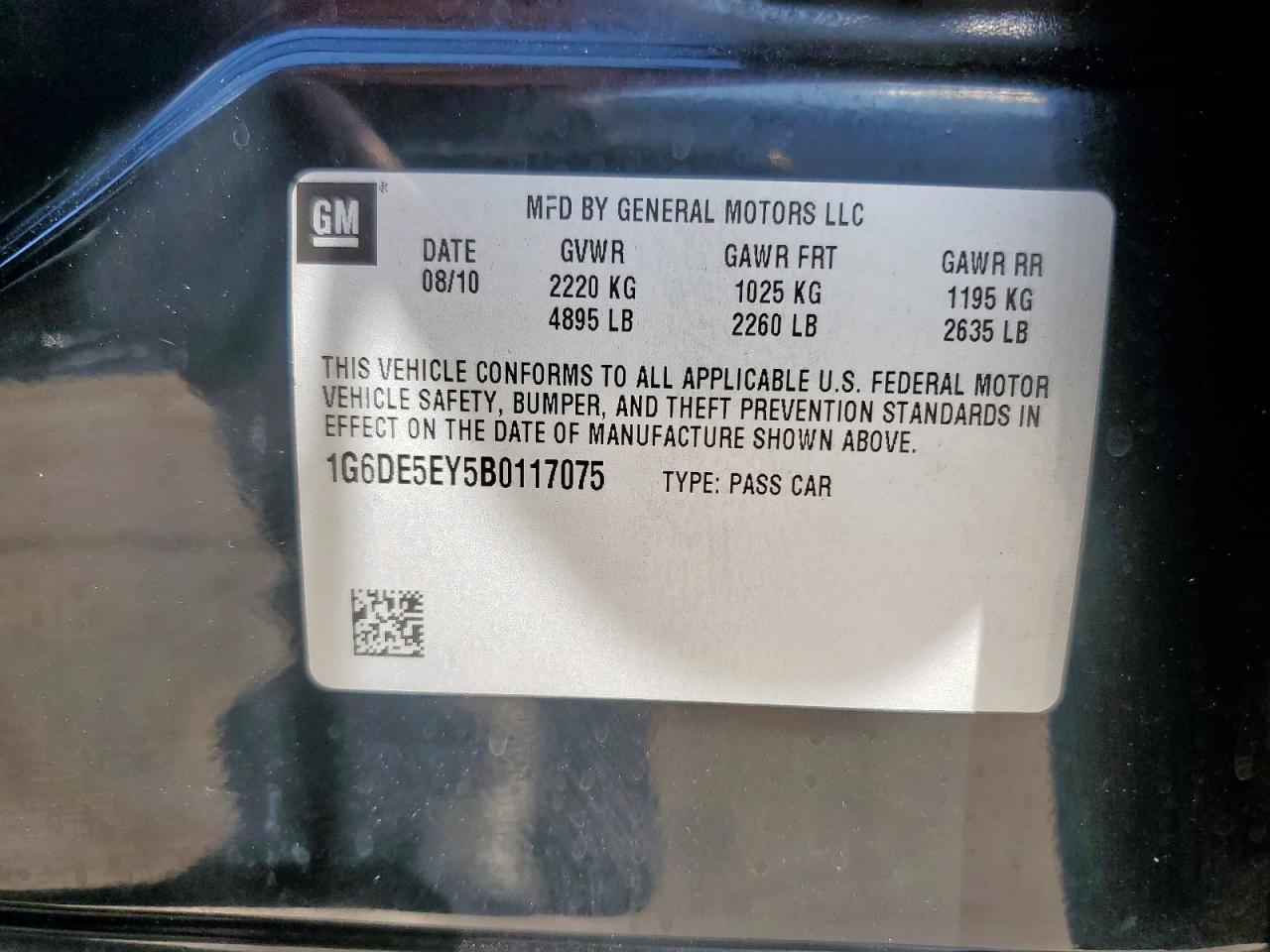 2011 Cadillac Cts Luxury Collection VIN: 1G6DE5EY5B0117075 Lot: 81722455