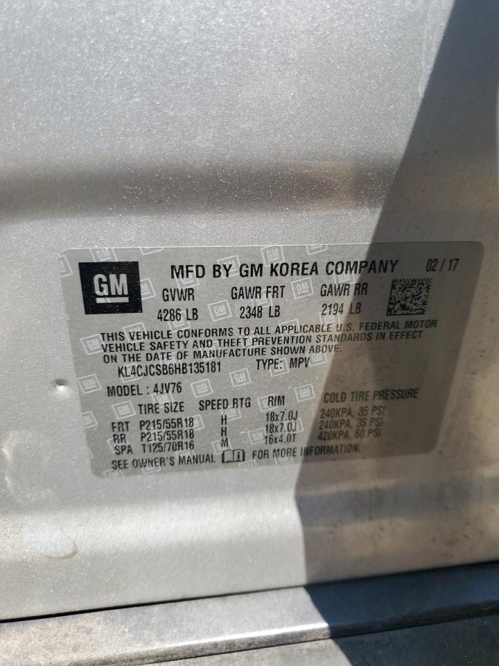 2017 Buick Encore Essence VIN: KL4CJCSB6HB135181 Lot: 80173775