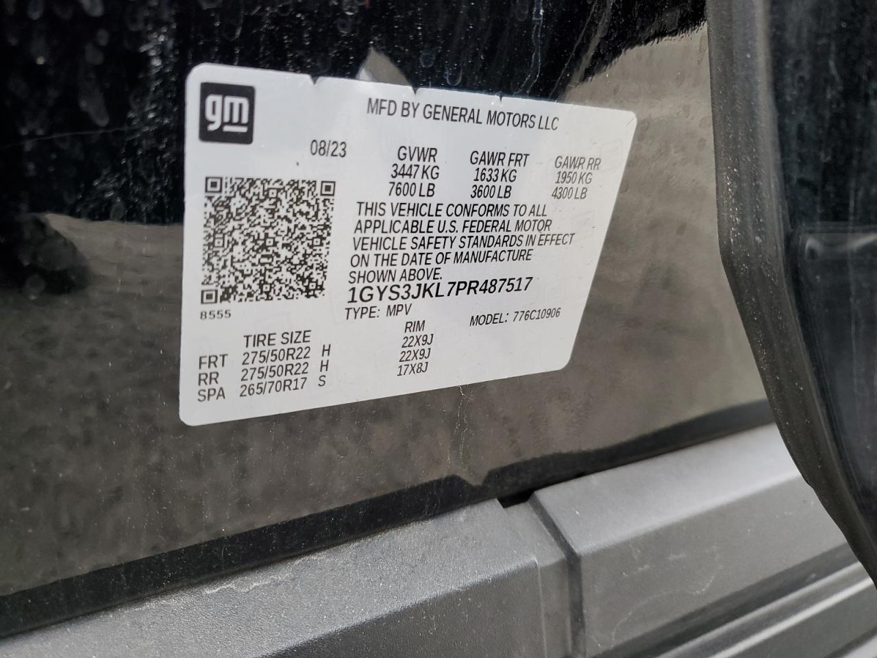 2023 Cadillac Escalade Esv Luxury VIN: 1GYS3JKL7PR487517 Lot: 84229715