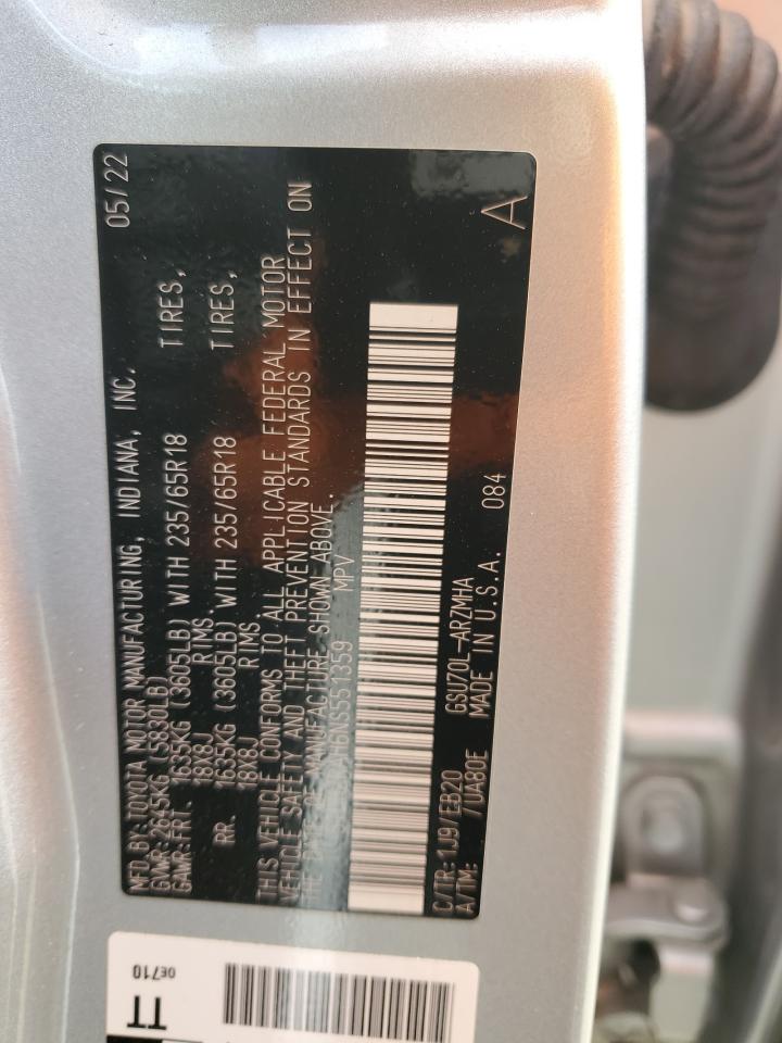 2022 Toyota Highlander Xle VIN: 5TDHZRAH6NS551359 Lot: 81415055