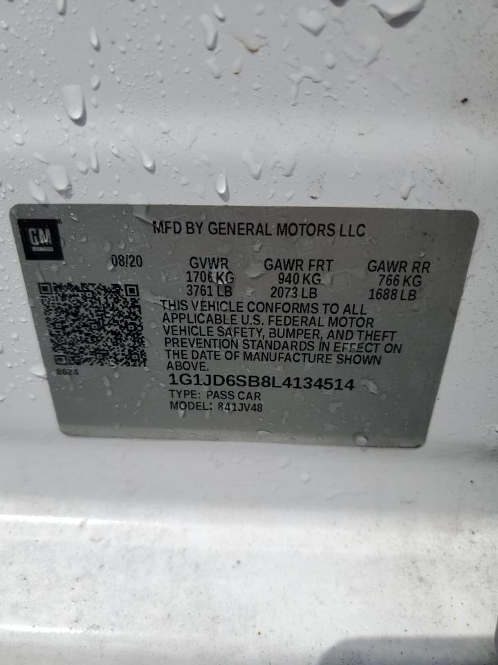 2020 Chevrolet Sonic Lt VIN: 1G1JD6SB8L4134514 Lot: 71929695