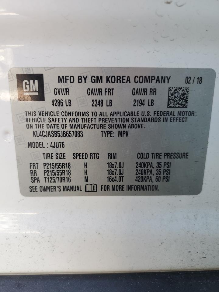 2018 Buick Encore Preferred VIN: KL4CJASB5JB657083 Lot: 82104435