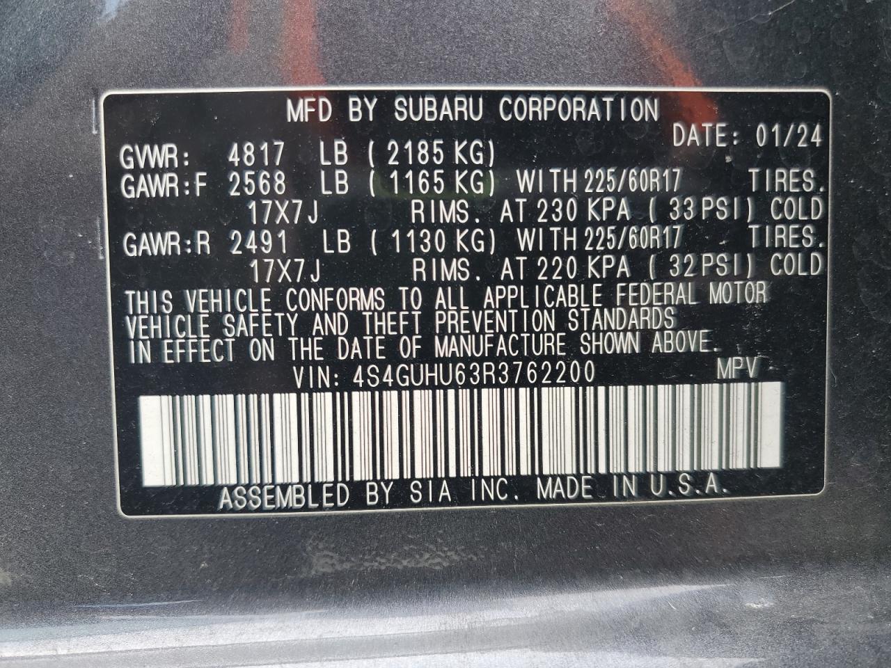 2024 Subaru Crosstrek Wilderness VIN: 4S4GUHU63R3762200 Lot: 80322045