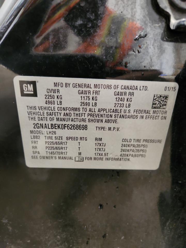 2015 Chevrolet Equinox Lt VIN: 2GNALBEK0F6268698 Lot: 85874615