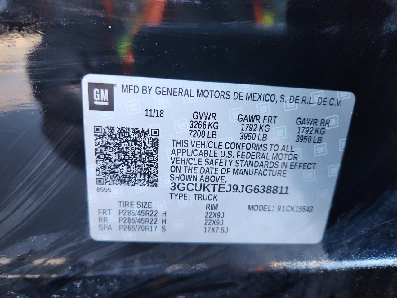 2018 Chevrolet Silverado K1500 High Country VIN: 3GCUKTEJ9JG638811 Lot: 81515875