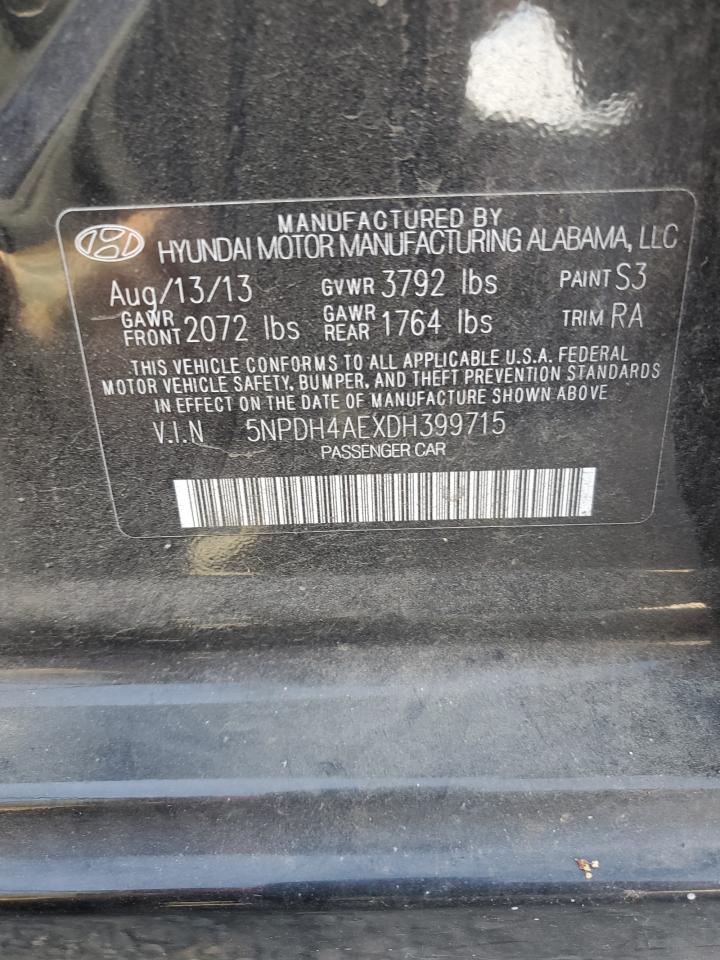 2013 Hyundai Elantra Gls VIN: 5NPDH4AEXDH399715 Lot: 80817095