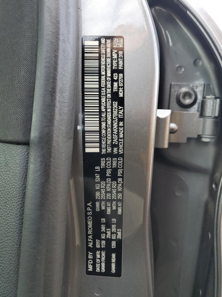 2018 Alfa Romeo Stelvio Ti Sport VIN: ZASFAKNN3J7B82302 Lot: 81129025